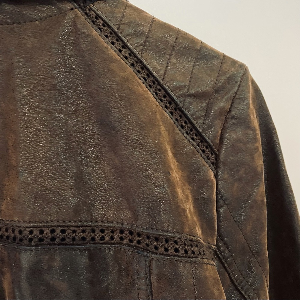Anthropologie Hei Hei Brown Vegan Leather Jacket - Picture 11 of 13